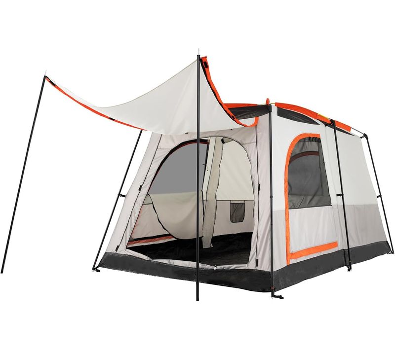 Tente Camping 4-6 Personnes 2 Pièces Imperméable Double Toit Fenêtres Maille,323x211x189cm
