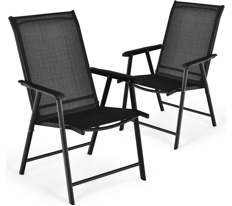 Lot De 2 Chaise De Jardin Exterieur, Fauteuil De Jardin (54 × 52 × 94 Cm, Noir,2)