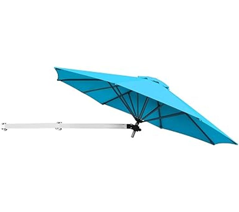 Parasol Mural En Aluminium Ø 250 Cm, Parasol En Porte-à-faux De Balcon Avec Mât Réglable (blue)