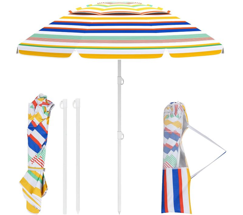 Parasol De Plage D.200 Cm, 30° Inclinaison, Panneau Solaire Upf 50+ (multicolore)