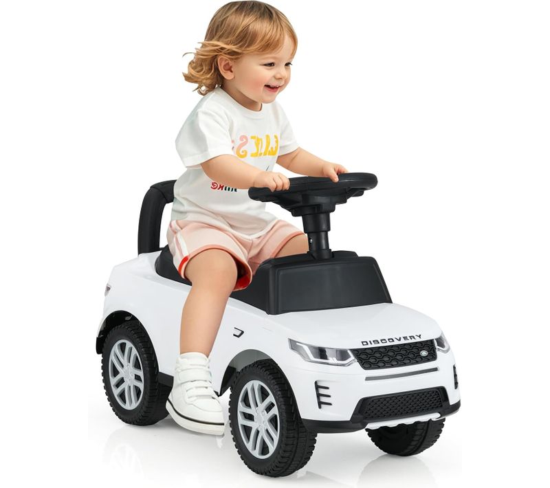 Porteur Enfant Avec Volant Et Klaxon Et Son De Moteur,  Dispositif Anti-retournement (blanc)