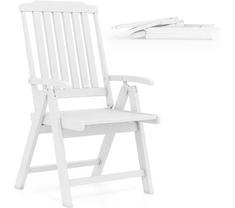Chiase Pliante Confortable, Chaise De Jardin En Hdpe, Charge 150 Kg, 63 X 55 X 101 Cm (blanc)