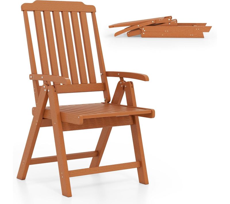 Chiase Pliante Confortable, Chaise De Jardin En Hdpe, Charge 150 Kg, 63 X 55 X 101 Cm (marron)