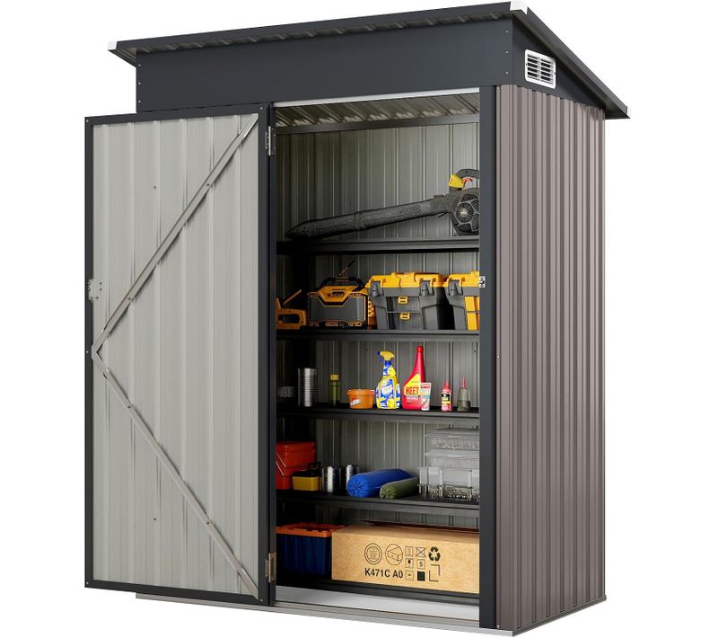 Abri De Jardin Métal Galvanisé 1,5 ㎡,cabane Jardin Exterieur 2,5 M³,porte Avec Loquet,gris