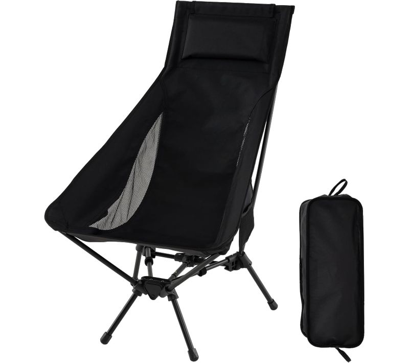 Chaise Pliante Camping Avec Appui-tête, Sac De Transport, Charge 150 Kg, 83 X 60 X 99 Cm