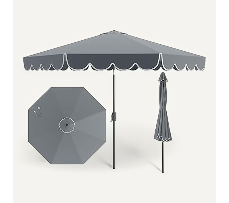 Parasol De Jardin Exterieur D.300 Cm, 24 Lumières LED, Panneau Solaire, 35° Inclinaison