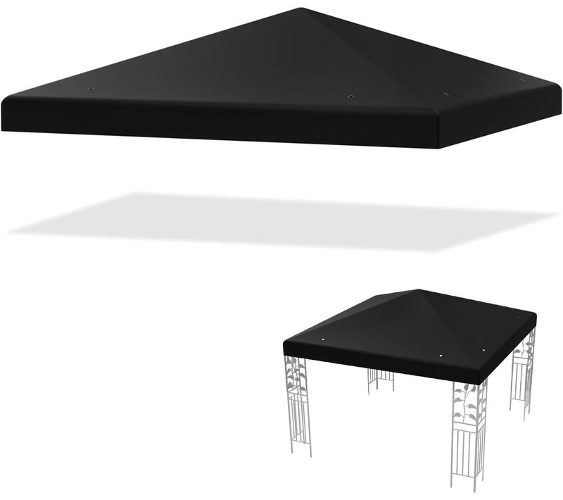 Toile De Toit De Rechange En Polyester Pour Pavillon Tonnelle Tente 300 X 300 Cm (noir)