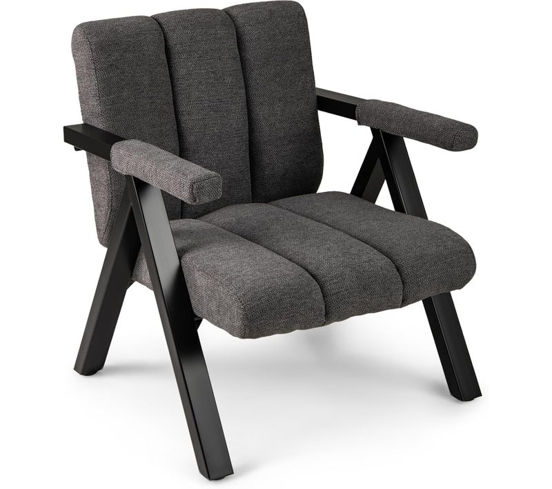 Fauteuil Avec Accoudoirs Surdimensionnée,chaise De Lecture Confortable,cadre Métallique(anthracite)