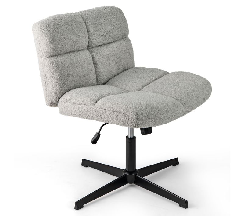 Chaise De Bureau En Imitation Laine D'agneau Sans Accoudoirs, Chaise Pivotante à Pieds Croisés,gris