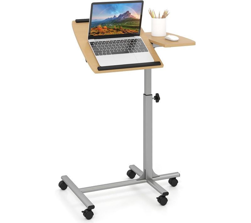 Table De Lit à Roulette Pour Ordinateur Portable, 60 X 40 Cm, Table D'appoint Canapé En Forme De C,