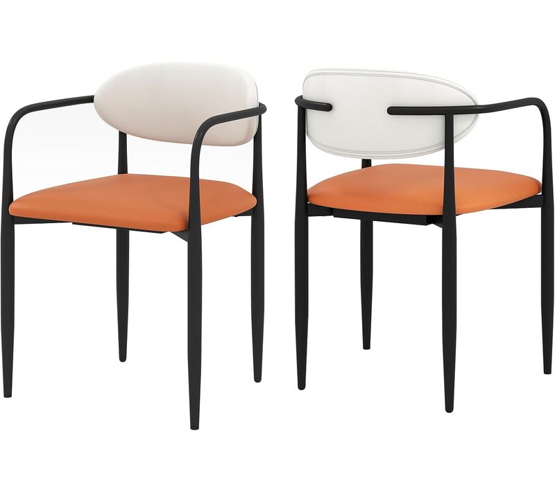 Lot De 2 Chaises De Salle à Manger Modernes, Chaises De Cuisine En Simili Avec Siège Rembourré