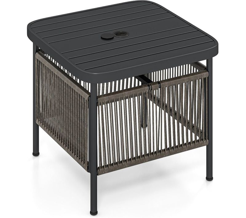 Pied De Parasol Table Base 2 En 1 Avec Trou 4 Cm, Étagère De Rangement (56 X 56 X 49 Cm)