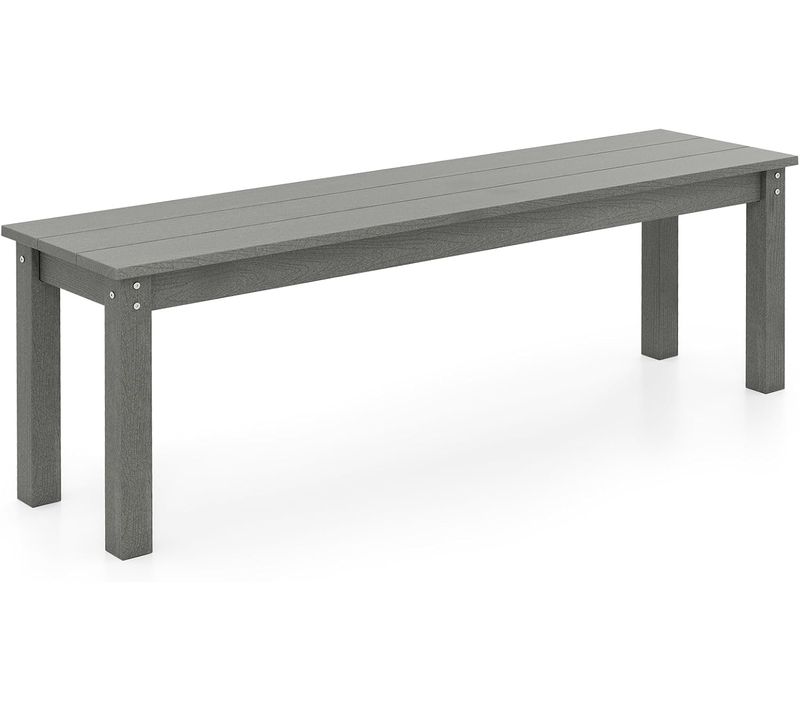 Banc Exterieur Jardin Pour 2-3 Personnes, Surface En Grain De Bois, 140 × 35 × 45 Cm (gris)