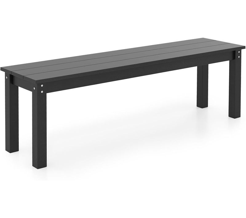 Banc Exterieur Jardin Pour 2-3 Personnes, Surface En Grain De Bois, 140 × 35 × 45 Cm (noir)