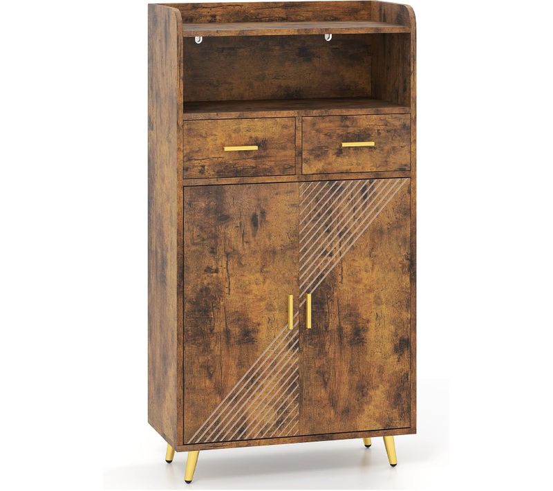 Meuble Salle De Bain Rangement,armoire Salle De Bain, Placard à 2 Portes(marron Rustique)