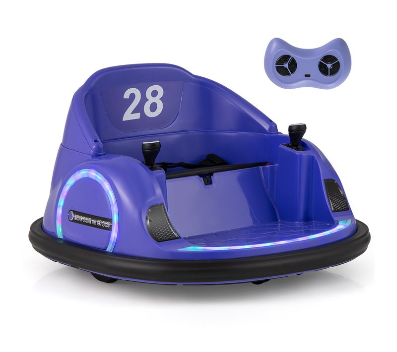 Auto Tamponneuse Électrique Enfant,avec Lumières LEDet Musiqueet Son Du Klaxon,18 Mois+,violet