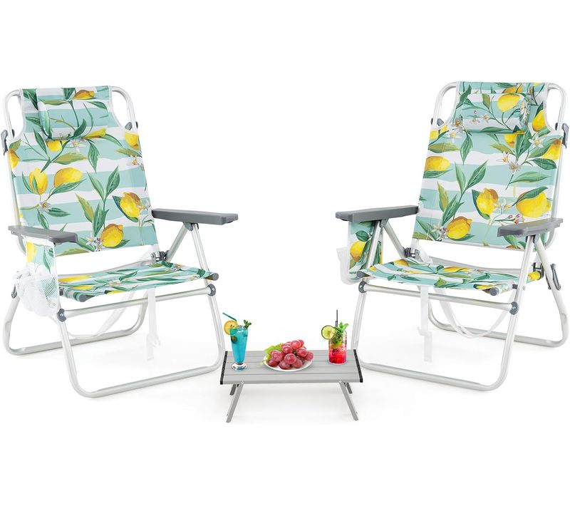 Ensemble De Chaises De Plage Et Table Pliables, Table D'appoint Cadre En Aluminium Léger (vert)