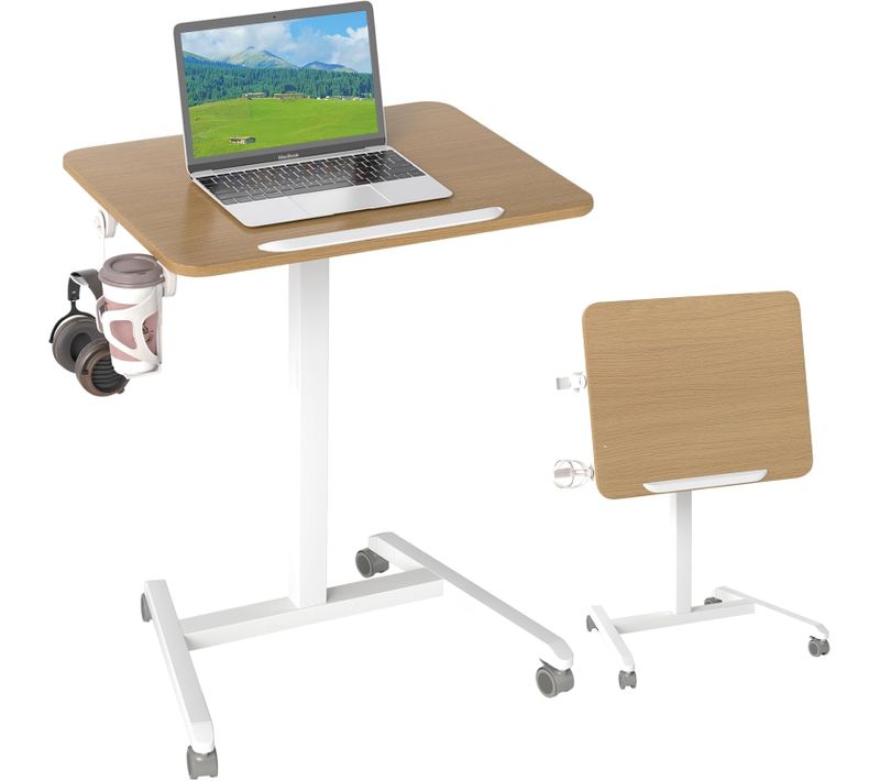 Bureau Assis Debout Mobile 60 X 48 Cm, Plateau Inclinable à 90°,table Bureau Pliable, Table De Lit