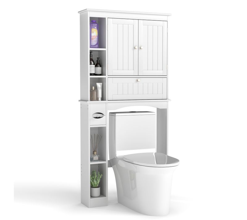 Meuble Wc, Rangement Dessus De Toilette, Étagère Pour Machine à Laver Avec 2 Portes,étagère,blanc