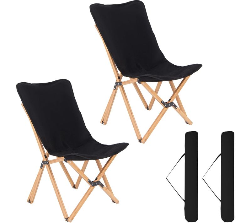 Chaise De Jardin Extérieur Lot De 2 Style Papillon, Chaise Pliante Camping Portable (noir)