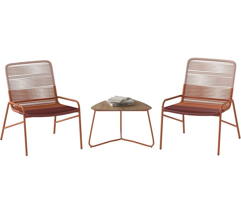 Ensemble De Bistro De Patio 3 Pièces, Salon De Jardin En Rotin Moderne Avec Chaises à Dégradé Table