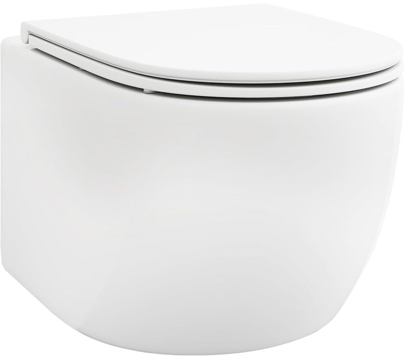 Wc Suspendu Sans Rebord Avec Abattant à Fermeture En Douceur, Système à Double Chasse