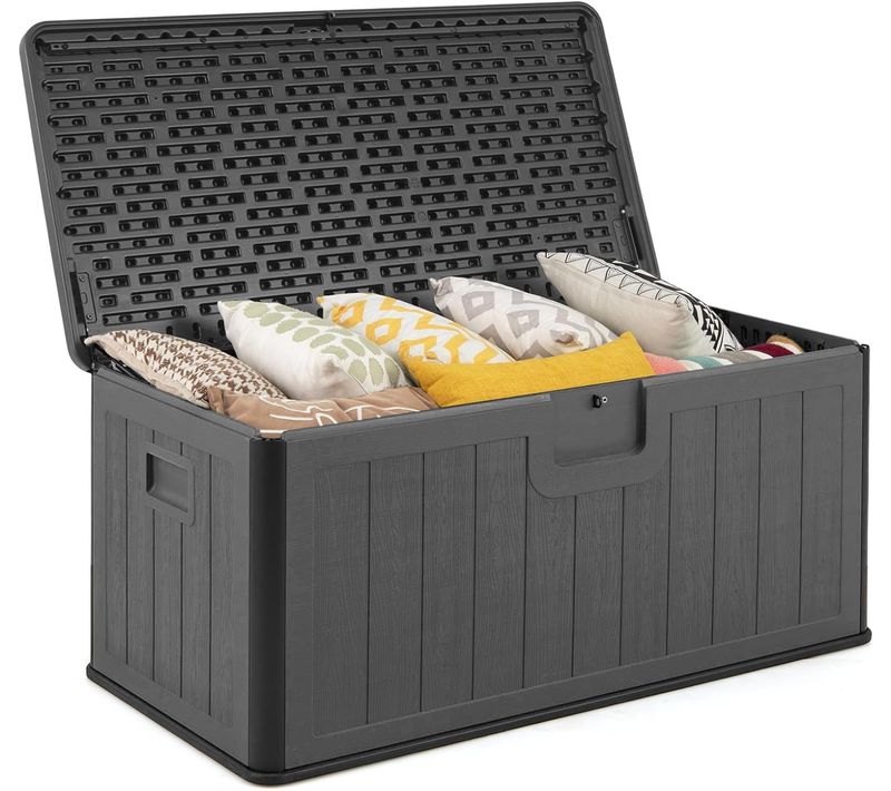 Coffre De Rangement Extérieure En Résine 378 L, Boîte De Rangement Imperméable (gris)
