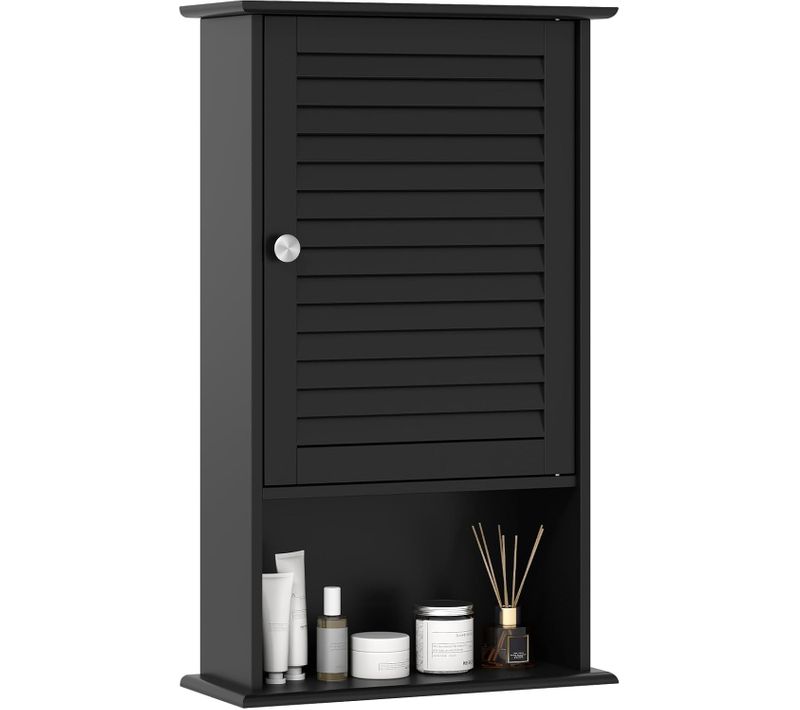 Armoire De Salle De Bain Murale, 3 Etagère De Rangement Structure En Mdf Pratique,42x17x70cm(noir)