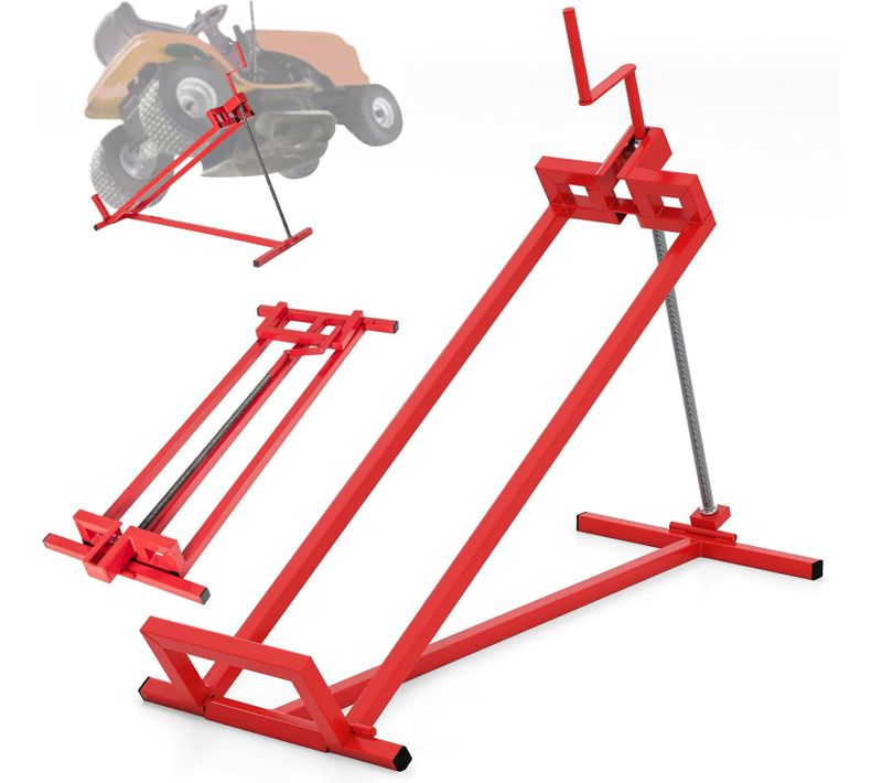 Cric De Tondeuse Autoporté En Acier, Hauteur Réglable Dispositif De Levage (rouge)