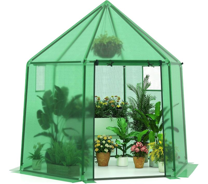 Serre De Jardin Extérieure Avec Couverture En Pe, Serre D'extérieur Portable Avec Structure En Métal