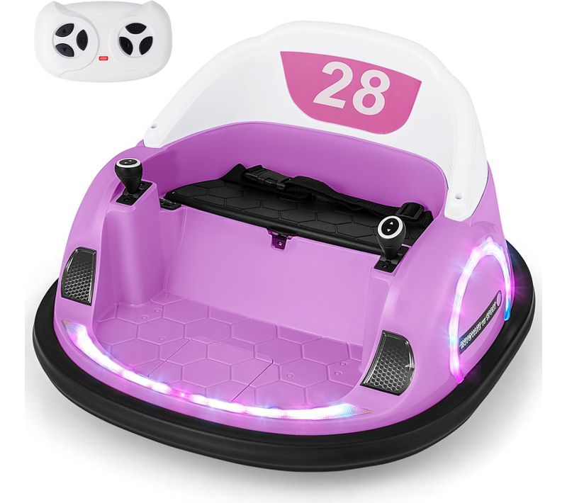 12v Auto Tamponneuse Électrique Enfants Avec Télécommande 2,4g, Voiture Tournante Bébé 360° (rose)