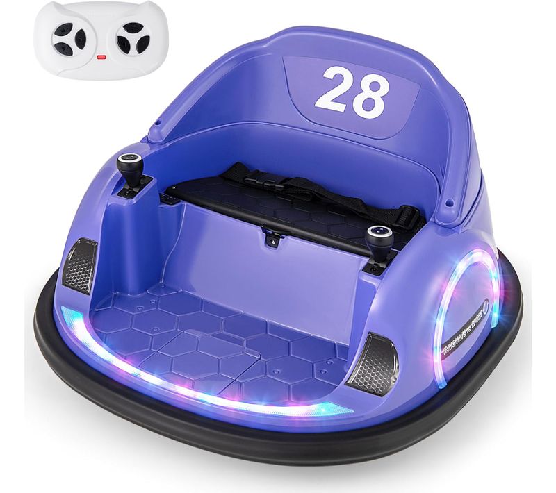 12v Auto Tamponneuse Électrique Enfants Avec Télécommande 2,4g, Voiture Tournante Bébé 360° (violet)