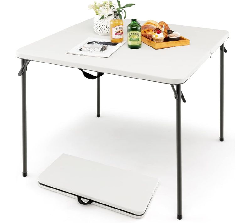 Table De Camping Pliante, Table à Manger Portable Avec Poignée Pour Extérieur (blanc)