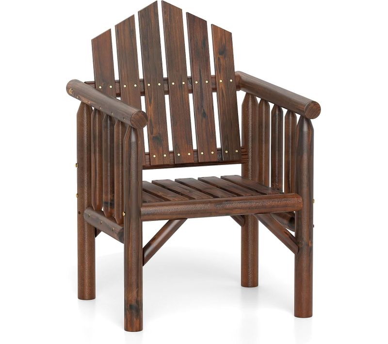 Fauteuil De Jardin Exterieur En Bois, Chaise De Jardin, Dossier Haut Incliné  (brun,1 Place)
