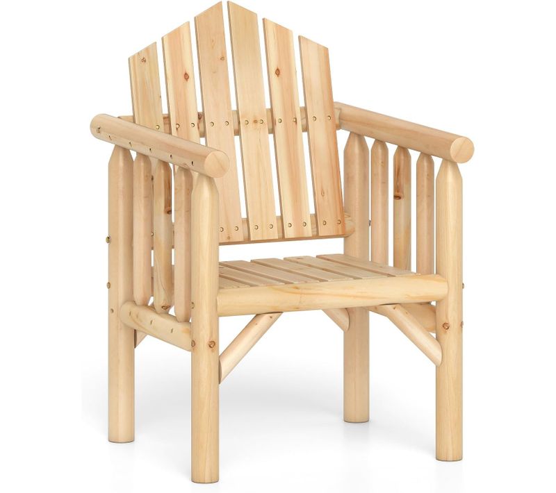 Fauteuil De Jardin Exterieur En Bois, Chaise De Jardin, Dossier Haut Incliné (naturel,1 Place)