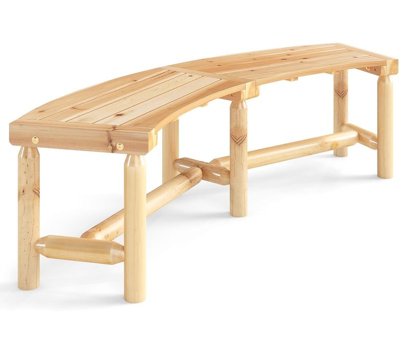 Banc Exterieur Jardin Incurvé En Bois, Bois De Sapin Et De Pin, 170 X 58 X 45 Cm (naturel)