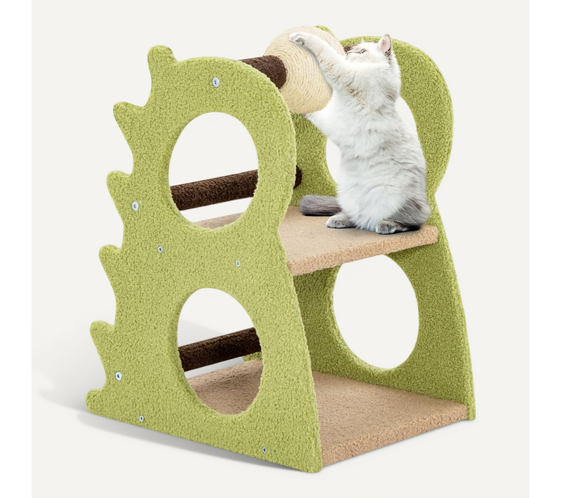 Petit Arbre à Chat à 2 Niveaux 58 Cm, Arbre à Chat Design En Forme De Dinosaure,48 X 37 X 58 Cm