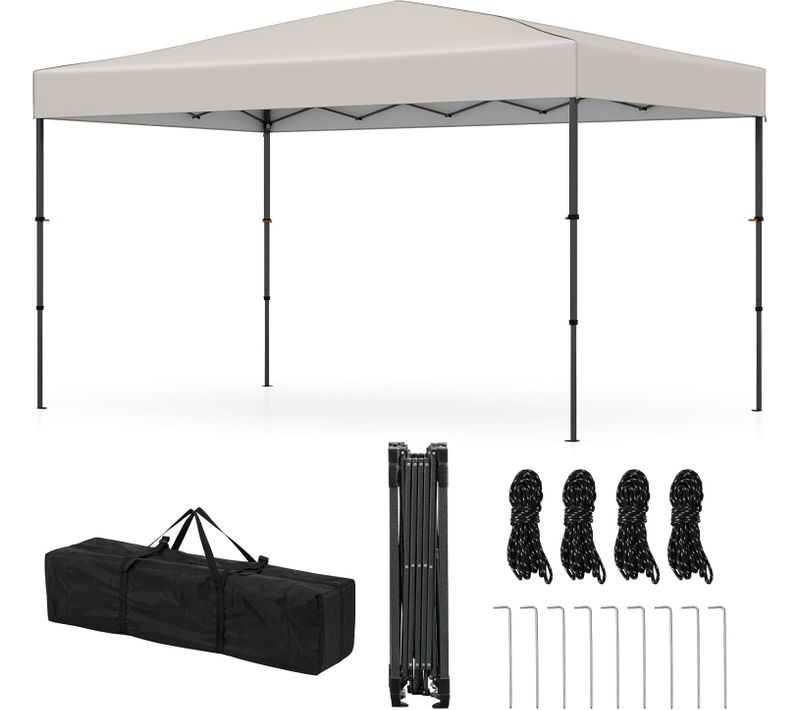 Tonnelle De Jardin Pliable 365 X 225cm, Tente De Jardin Portable Avec Sac De Transport  (beige)