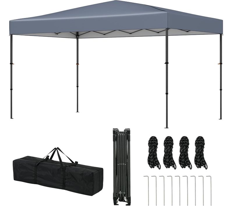 Tonnelle De Jardin Pliable 365 X 225cm, Tente De Jardin Portable Avec Sac De Transport  (gris)