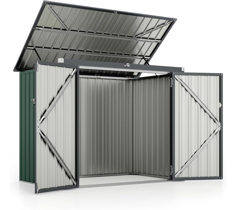 Abri De Jardin En Métal Galvanisé 1,5 M², Cache Poubelle Exterieur, Rangement Etanche (vert)