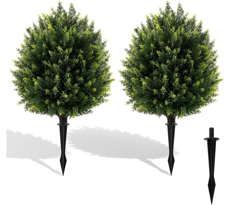 Ensemble De 2 Boules D'arbres Topiaires Artificiels De 61 Cm, Faux Arbustes En Cèdre