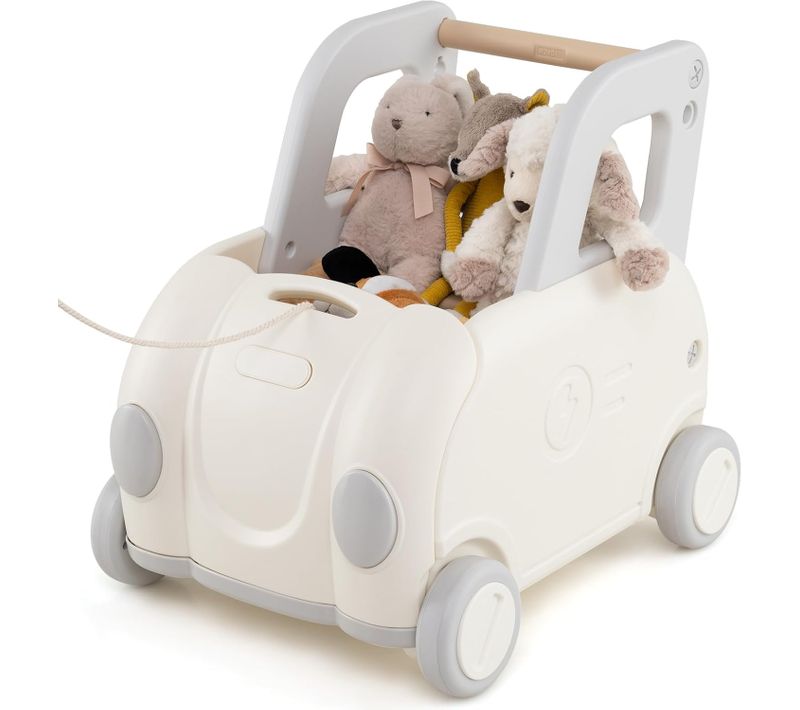 3 En 1 Chariot De Marche Enfant En Hdpe Avec Corde De Traction, Siège Rabattable