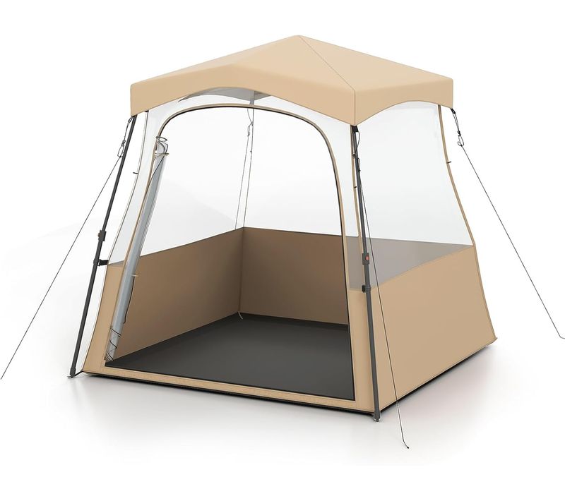 Tente Bulle Pop-up Transparente Pvc, Portable Toutes Saisons,160 X 160 X 176 Cm,marron