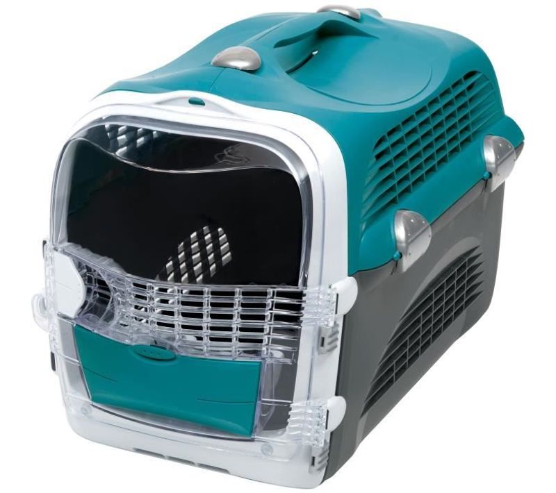 Cage De Transport Pour Chat - Catit - Cabrio - Multifonctionnelle - Ouverture 360° - Turquoise