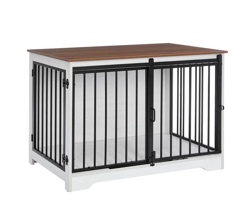 Cage Pour Chien, 100 Cm Meuble Cage Chien, Cage Chien Interieur Avec Porte Coulissante
