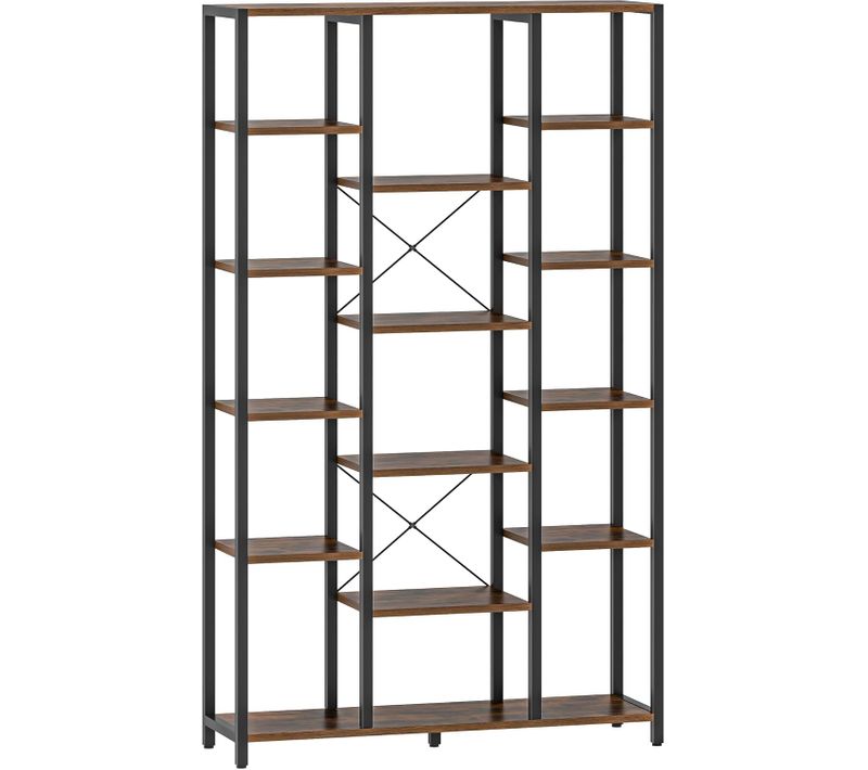 Bibliothèque, Support De Rangement Pour Affichage Debout, Pour Salon, Bureau,marron Rustique Et Noir