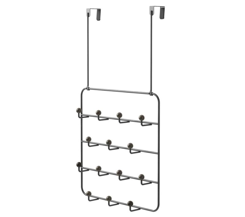 Patère 14 Crochets Fixation Murale Ou Dessus De Porte Estique Noir