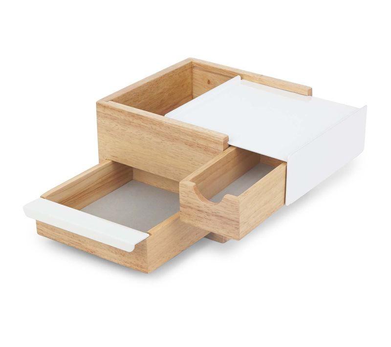 Boîte à Bijoux 3 Tiroirs Mini Stowit Bois Clair