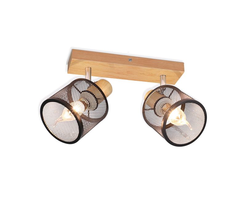 Spot De Plafond 2 Flammes E14 Vintage Noir Lampe De Cuisine Salon Couloir