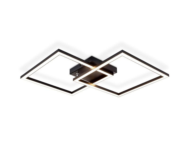 Plafonnier Salon LED Blanc Chaud Noir 3000k Design Moderne Angulaire 24w